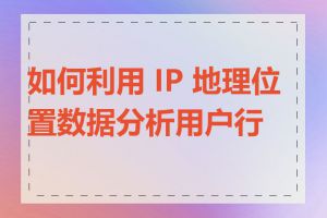 如何利用 IP 地理位置数据分析用户行为