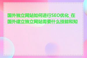 国外独立网站如何进行SEO优化_在国外建立独立网站需要什么技能和知识