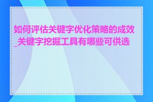 如何评估关键字优化策略的成效_关键字挖掘工具有哪些可供选择