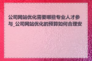 公司网站优化需要哪些专业人才参与_公司网站优化的预算如何合理安排