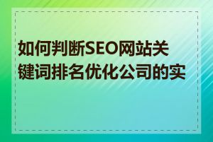 如何判断SEO网站关键词排名优化公司的实力