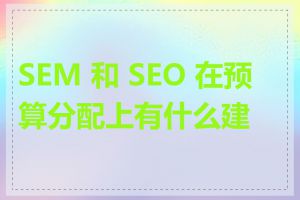 SEM 和 SEO 在预算分配上有什么建议