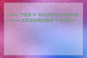 Linux 下查看 IP 地址的简单方法有哪些_Linux 系统里有哪些查看 IP 地址的方法