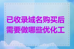 已收录域名购买后需要做哪些优化工作