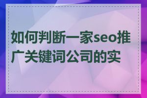 如何判断一家seo推广关键词公司的实力