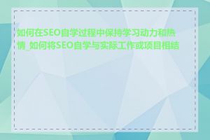 如何在SEO自学过程中保持学习动力和热情_如何将SEO自学与实际工作或项目相结合