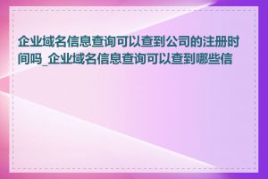 企业域名信息查询可以查到公司的注册时间吗_企业域名信息查询可以查到哪些信息