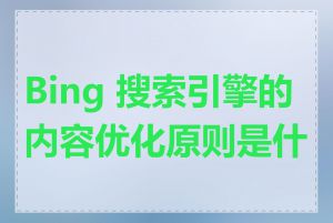 Bing 搜索引擎的内容优化原则是什么