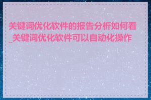 关键词优化软件的报告分析如何看_关键词优化软件可以自动化操作吗