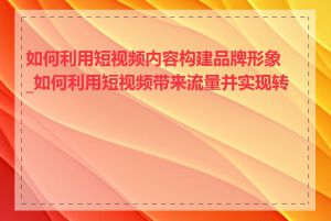 如何利用短视频内容构建品牌形象_如何利用短视频带来流量并实现转化