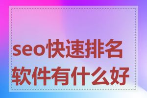 seo快速排名软件有什么好处