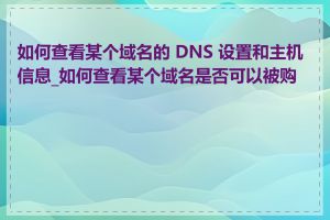 如何查看某个域名的 DNS 设置和主机信息_如何查看某个域名是否可以被购买