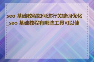 seo 基础教程如何进行关键词优化_seo 基础教程有哪些工具可以使用