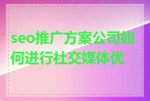 seo推广方案公司如何进行社交媒体优化