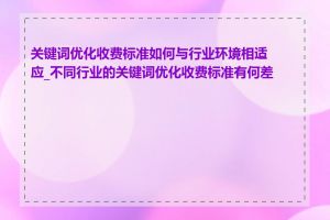 关键词优化收费标准如何与行业环境相适应_不同行业的关键词优化收费标准有何差异