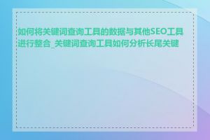 如何将关键词查询工具的数据与其他SEO工具进行整合_关键词查询工具如何分析长尾关键词