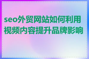 seo外贸网站如何利用视频内容提升品牌影响力