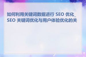 如何利用关键词数据进行 SEO 优化_SEO 关键词优化与用户体验优化的关系