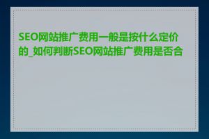 SEO网站推广费用一般是按什么定价的_如何判断SEO网站推广费用是否合理