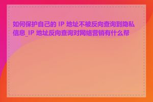 如何保护自己的 IP 地址不被反向查询到隐私信息_IP 地址反向查询对网络营销有什么帮助