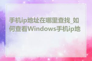 手机ip地址在哪里查找_如何查看Windows手机ip地址