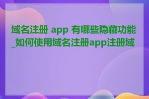 域名注册 app 有哪些隐藏功能_如何使用域名注册app注册域名