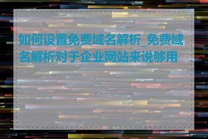 如何设置免费域名解析_免费域名解析对于企业网站来说够用吗