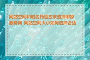 网站空间和域名托管应该选择哪家服务商_网站空间大小如何选择合适的