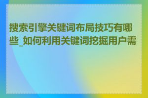 搜索引擎关键词布局技巧有哪些_如何利用关键词挖掘用户需求