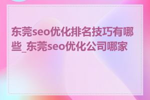 东莞seo优化排名技巧有哪些_东莞seo优化公司哪家好