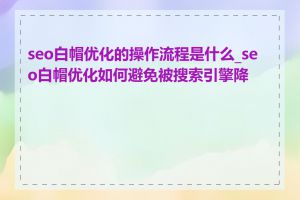 seo白帽优化的操作流程是什么_seo白帽优化如何避免被搜索引擎降权