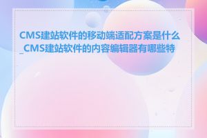 CMS建站软件的移动端适配方案是什么_CMS建站软件的内容编辑器有哪些特性