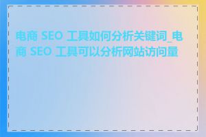 电商 SEO 工具如何分析关键词_电商 SEO 工具可以分析网站访问量吗