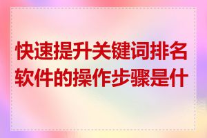 快速提升关键词排名软件的操作步骤是什么