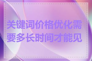 关键词价格优化需要多长时间才能见效