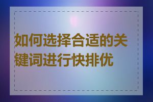 如何选择合适的关键词进行快排优化