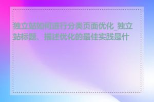 独立站如何进行分类页面优化_独立站标题、描述优化的最佳实践是什么