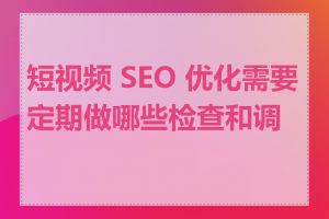 短视频 SEO 优化需要定期做哪些检查和调整