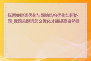 标题关键词优化与网站结构优化如何协同_标题关键词怎么优化才能提高自然排名