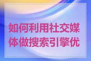 如何利用社交媒体做搜索引擎优化