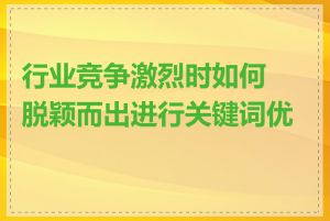 行业竞争激烈时如何脱颖而出进行关键词优化