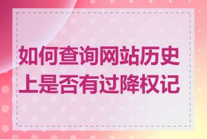 如何查询网站历史上是否有过降权记录