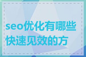 seo优化有哪些快速见效的方法