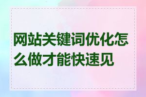 网站关键词优化怎么做才能快速见效