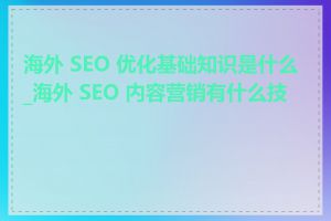 海外 SEO 优化基础知识是什么_海外 SEO 内容营销有什么技巧