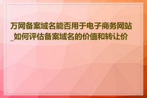 万网备案域名能否用于电子商务网站_如何评估备案域名的价值和转让价格