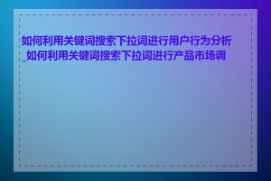 如何利用关键词搜索下拉词进行用户行为分析_如何利用关键词搜索下拉词进行产品市场调研