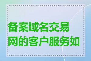 备案域名交易网的客户服务如何