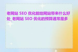 老网站 SEO 优化能给网站带来什么好处_老网站 SEO 优化的预算通常是多少