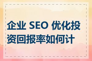 企业 SEO 优化投资回报率如何计算